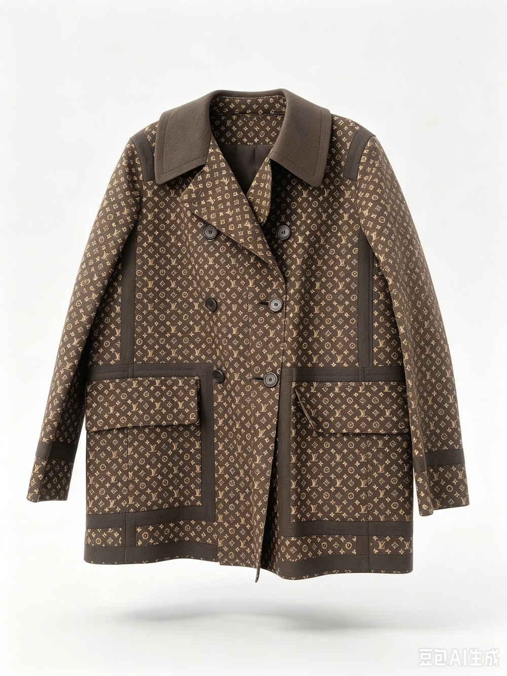 Louis Vuitton Brown Monogram Double-Breasted  Coat